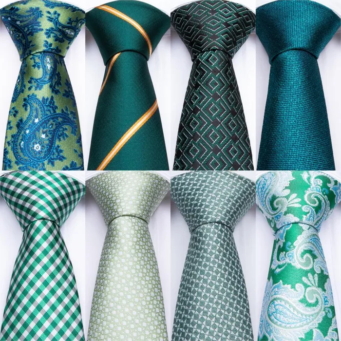 DBG VIP Design Collection Mens Fashion Deep Emerald Green Golden Stripes Design 100 Premium Quality Silk Ties Divine Inspiration Styles Earrings
