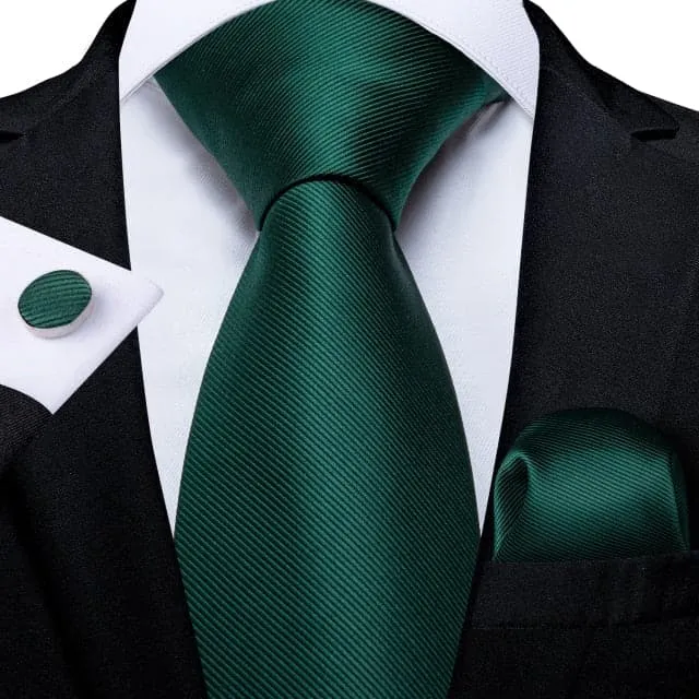DBG VIP Design Collection Mens Fashion Deep Emerald Green Golden Stripes Design 100 Premium Quality Silk Ties Divine Inspiration Styles Earrings