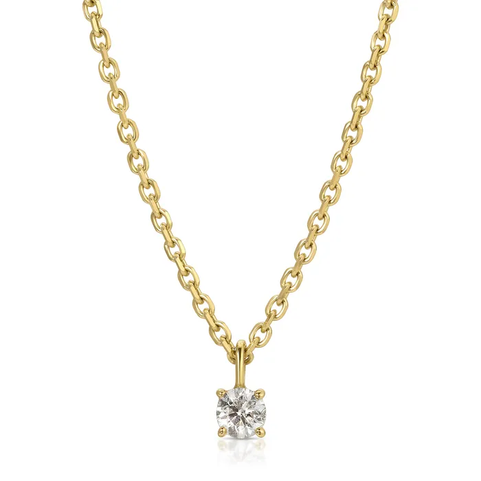 DIAMOND CUT ROLO CHAIN WITH ROUND DIAMOND PENDANT anitako Necklaces