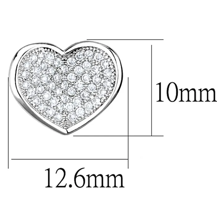 Earrings Alamode 3W668 Rhodium Brass Earrings with AAA Grade CZ in Clear