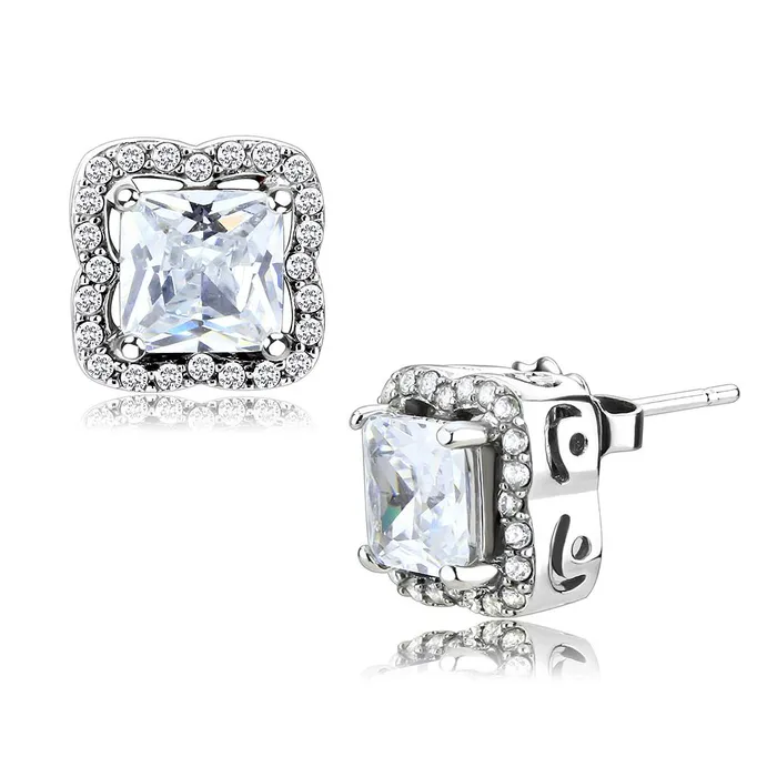 Earrings Alamode DA081 High polished no plating Stainless Steel Earrings with AAA Grade CZ in Clear Earrings Alamode DA081 High polished no plating Stainless Steel Earrings with AAA Grade CZ in Clear