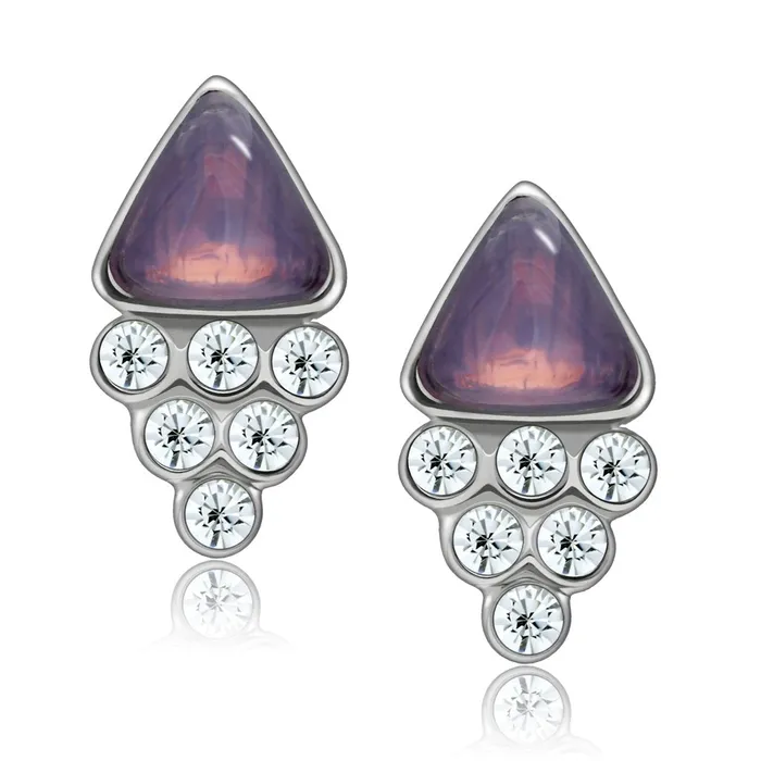 Earrings Alamode LO1979 Rhodium White Metal Earrings with Top Grade Crystal in Clear Earrings Alamode LO1979 Rhodium White Metal Earrings with Top Grade Crystal in Clear