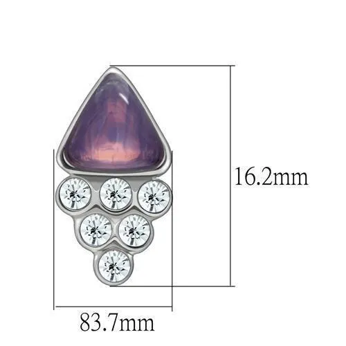 Earrings Alamode LO1979 Rhodium White Metal Earrings with Top Grade Crystal in Clear