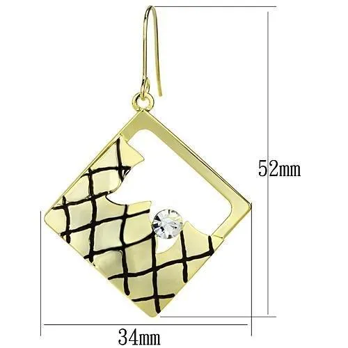 Earrings Alamode LO2689 Gold Iron Earrings with Top Grade Crystal in Clear
