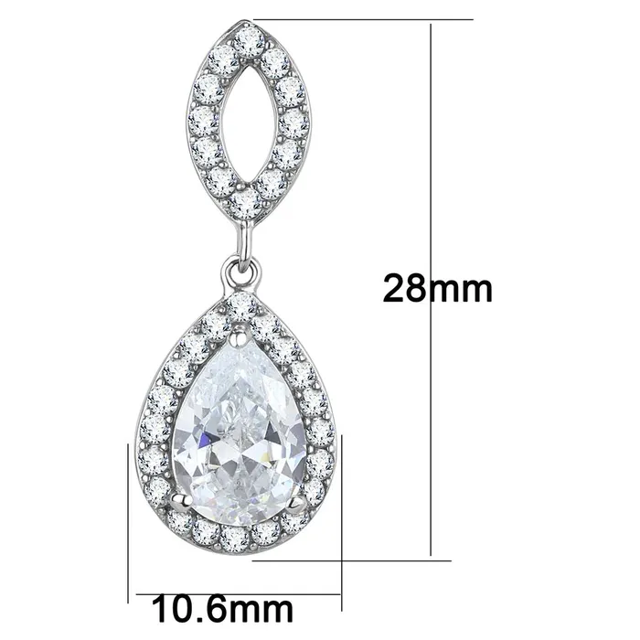 Earrings Alamode TK3474 High polished no plating Stainless Steel Earrings with AAA Grade CZ in Clear
