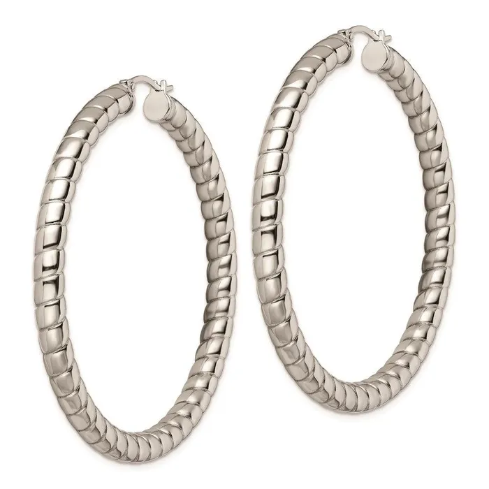 Earrings Chisel Stainless Steel Textured Hollow Hoop Earrings Earrings Chisel Stainless Steel Textured Hollow Hoop Earrings