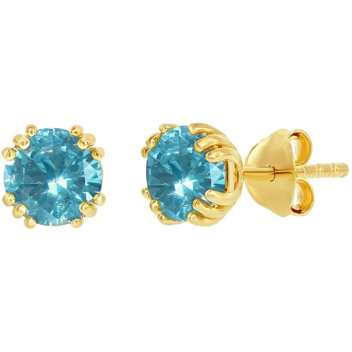 Earrings Classic Classic Womens Earrings Gold Plated December Birthstone Round 6mm Stud D8285 Earrings Classic Classic Womens Earrings Gold Plated December Birthstone Round 6mm Stud D8285