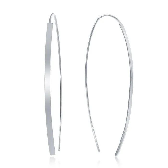Earrings Classic Sterling Silver Curved Thin Bar Threader Earrings