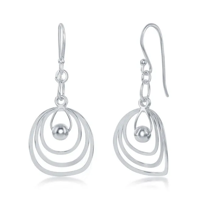 Earrings Classic Sterling Silver Triple Open Circle Bead Earrings