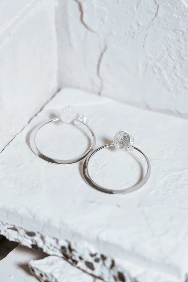Earrings Double Circle Scratched Earrings Silver Kty