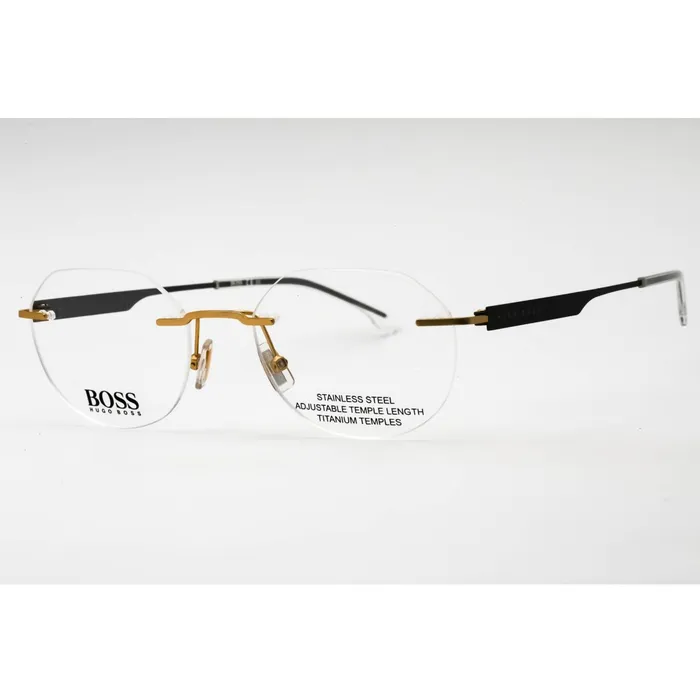 Earrings Hugo Boss Hugo Boss Mens Eyeglasses Matte Gold Metal Geometric Rimless BOSS 1265D 0AOZ 00