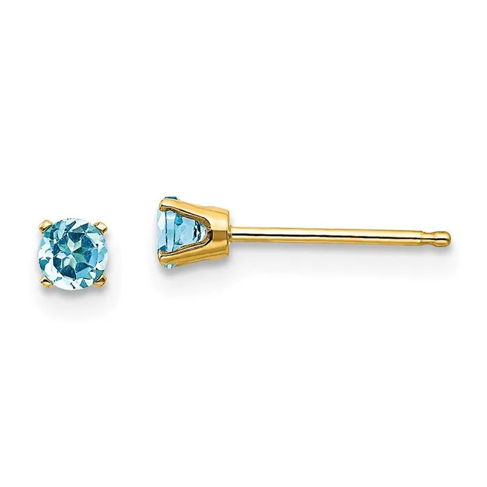 Earrings Jewelry 14k 3mm DecemberBlue Topaz Post Earrings