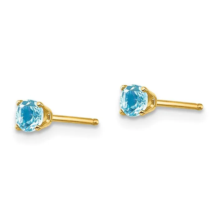 Earrings Jewelry 14k 3mm DecemberBlue Topaz Post Earrings Earrings Jewelry 14k 3mm DecemberBlue Topaz Post Earrings