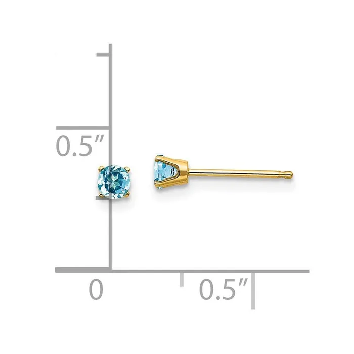 Earrings Jewelry 14k 3mm DecemberBlue Topaz Post Earrings Earrings Jewelry 14k 3mm DecemberBlue Topaz Post Earrings