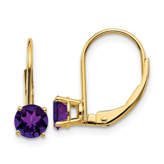 Earrings Jewelry 14k 5mm Amethyst Leverback Earrings