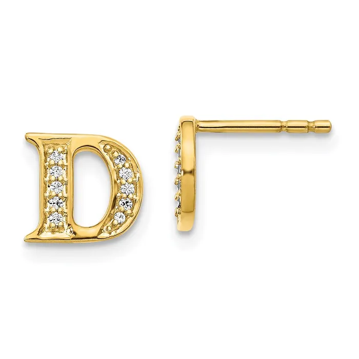 Earrings Jewelry 14k Diamond Initial D Earrings