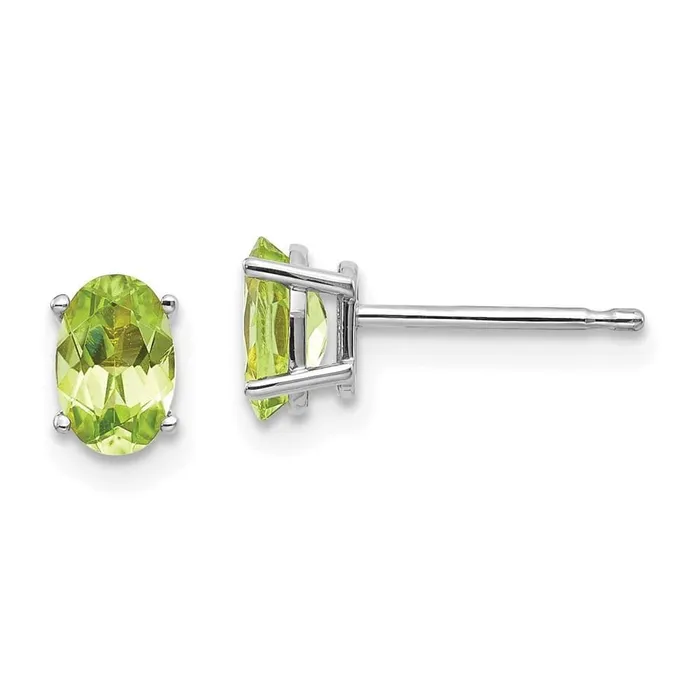 Earrings Jewelry 14k White Gold 6x4 Oval AugustPeridot Post Earrings