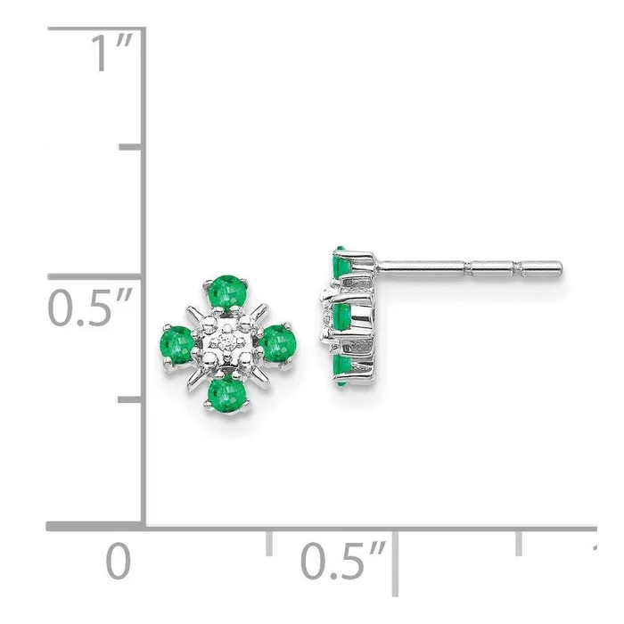 Earrings Jewelry 14k White Gold Emerald Diamond Post Earrings Earrings Jewelry 14k White Gold Emerald Diamond Post Earrings