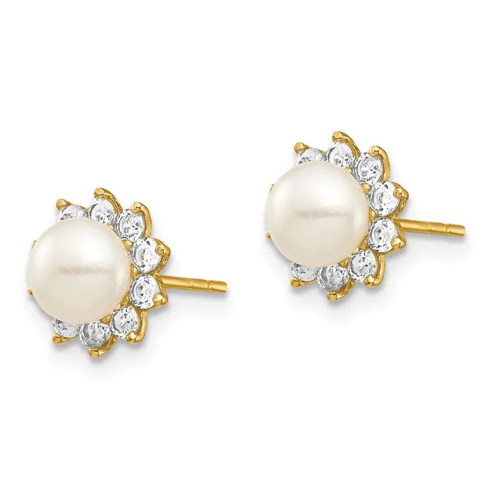 Earrings Jewelry Madi K Kids 14k 56mm White Button Freshwater Cultured Pearl CZ Post Earrings Earrings Jewelry Madi K Kids 14k 56mm White Button Freshwater Cultured Pearl CZ Post Earrings