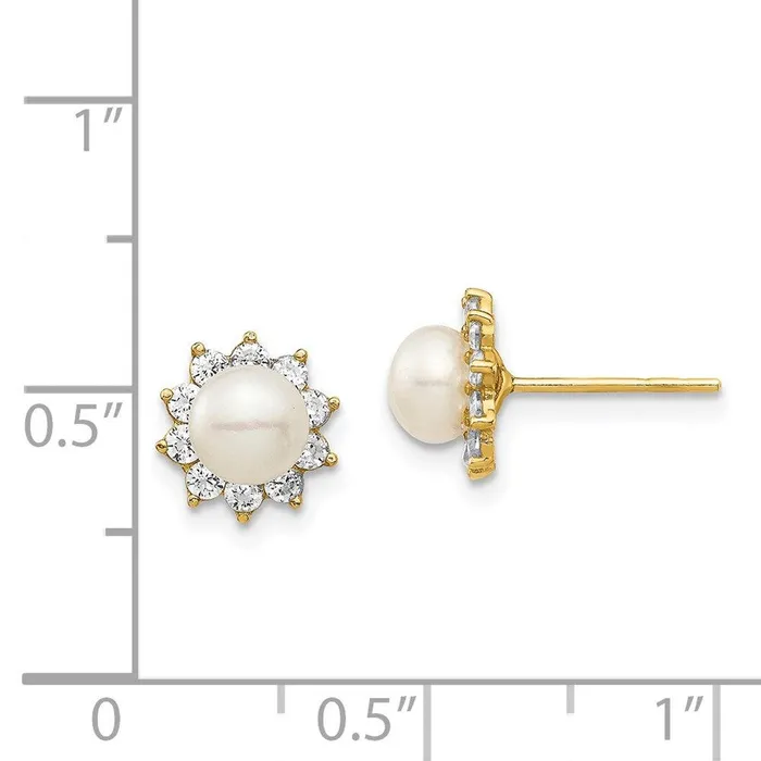 Earrings Jewelry Madi K Kids 14k 56mm White Button Freshwater Cultured Pearl CZ Post Earrings Earrings Jewelry Madi K Kids 14k 56mm White Button Freshwater Cultured Pearl CZ Post Earrings