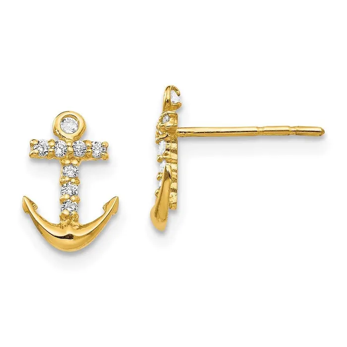 Earrings Jewelry Madi K Kids 14k CZ Anchor Post Earrings
