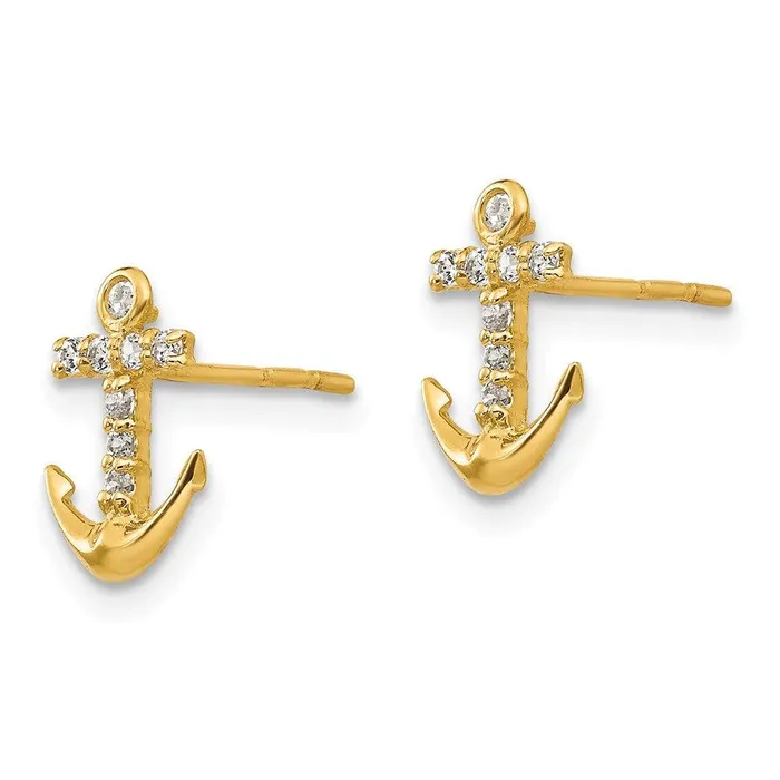 Earrings Jewelry Madi K Kids 14k CZ Anchor Post Earrings Earrings Jewelry Madi K Kids 14k CZ Anchor Post Earrings