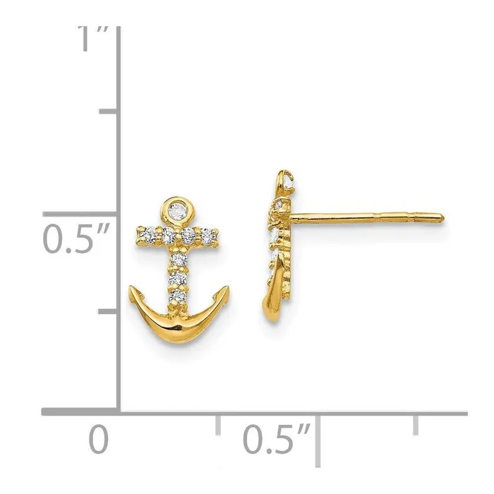 Earrings Jewelry Madi K Kids 14k CZ Anchor Post Earrings Earrings Jewelry Madi K Kids 14k CZ Anchor Post Earrings