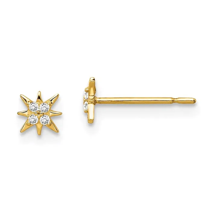 Earrings Madi K Kids 14k CZ Star Post Earrings Jewelry