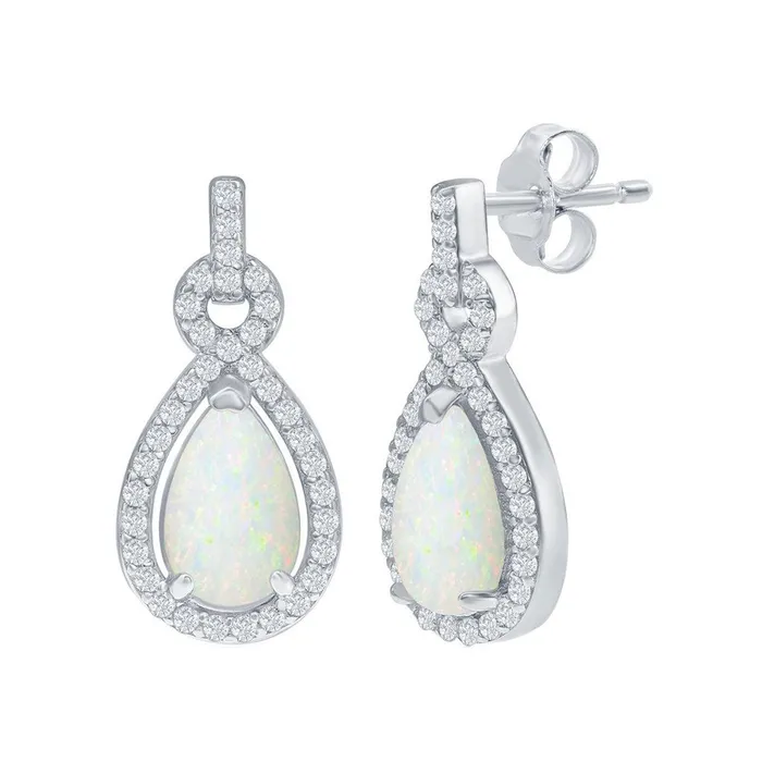 Earrings Opalata Womens Earrings Sterling Silver Opal Pearshaped with CZ Border D8172 Classic Earrings Opalata Womens Earrings Sterling Silver Opal Pearshaped with CZ Border D8172 Classic