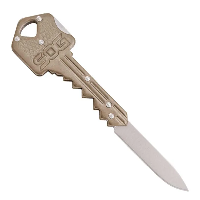 Earrings SOG SOG Key Knife Drop Point Satin Steel Blade Folding with Brass Handle KEY102CP Earrings SOG SOG Key Knife Drop Point Satin Steel Blade Folding with Brass Handle KEY102CP