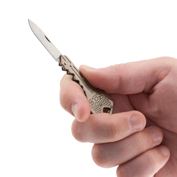 Earrings SOG SOG Key Knife Drop Point Satin Steel Blade Folding with Brass Handle KEY102CP Earrings SOG SOG Key Knife Drop Point Satin Steel Blade Folding with Brass Handle KEY102CP
