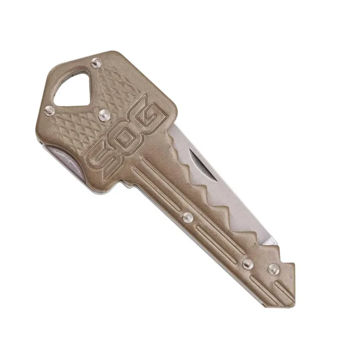 Earrings SOG SOG Key Knife Drop Point Satin Steel Blade Folding with Brass Handle KEY102CP Earrings SOG SOG Key Knife Drop Point Satin Steel Blade Folding with Brass Handle KEY102CP