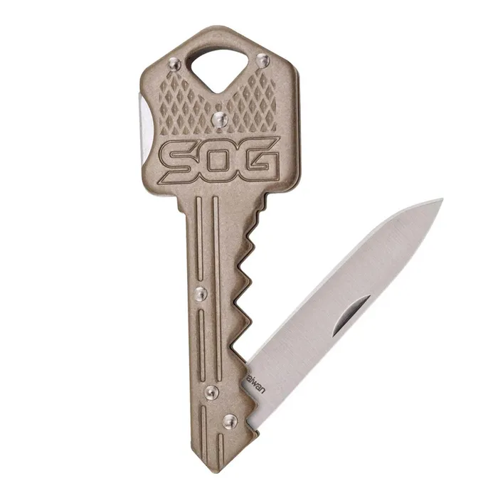 Earrings SOG SOG Key Knife Drop Point Satin Steel Blade Folding with Brass Handle KEY102CP Earrings SOG SOG Key Knife Drop Point Satin Steel Blade Folding with Brass Handle KEY102CP