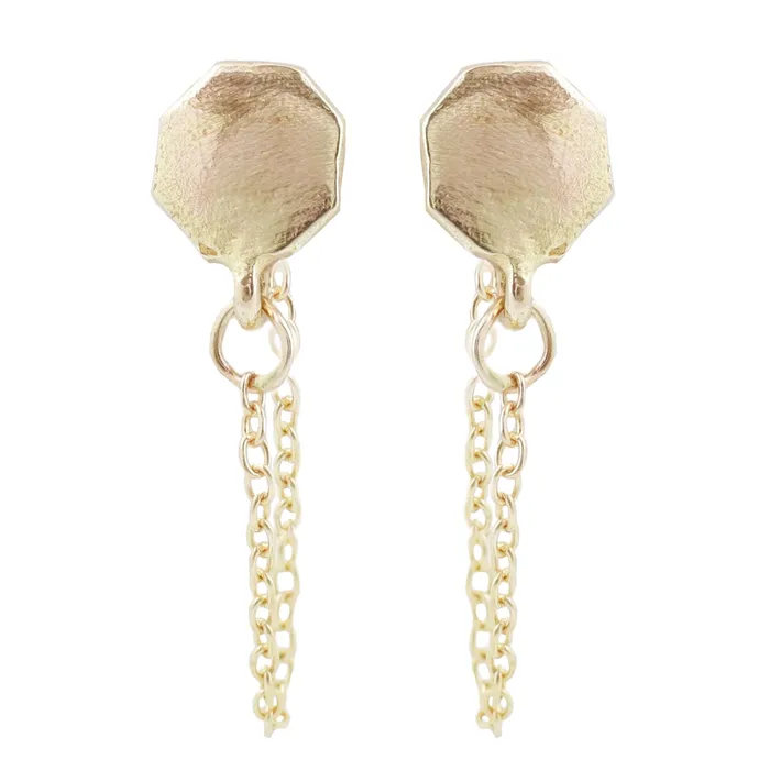 Gold Octagon Ear Chains Lauren Wolf Jewelry Earrings