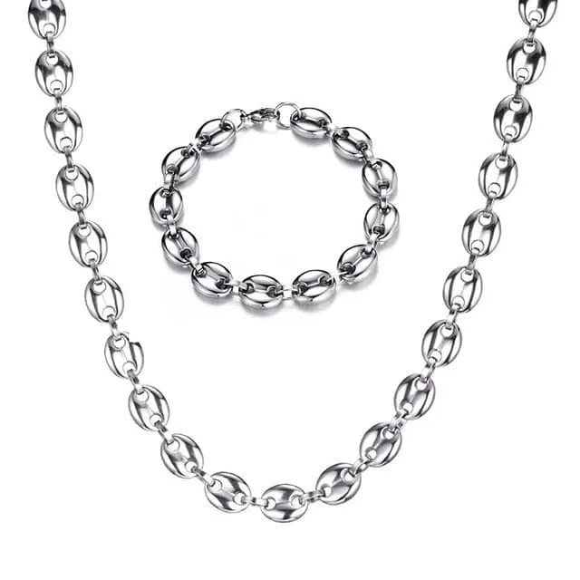 GoldSilver Coffee Bean link chain FREE Bracelet Bundle VVS Jewelry Bracelets GoldSilver Coffee Bean link chain FREE Bracelet Bundle VVS Jewelry Bracelets