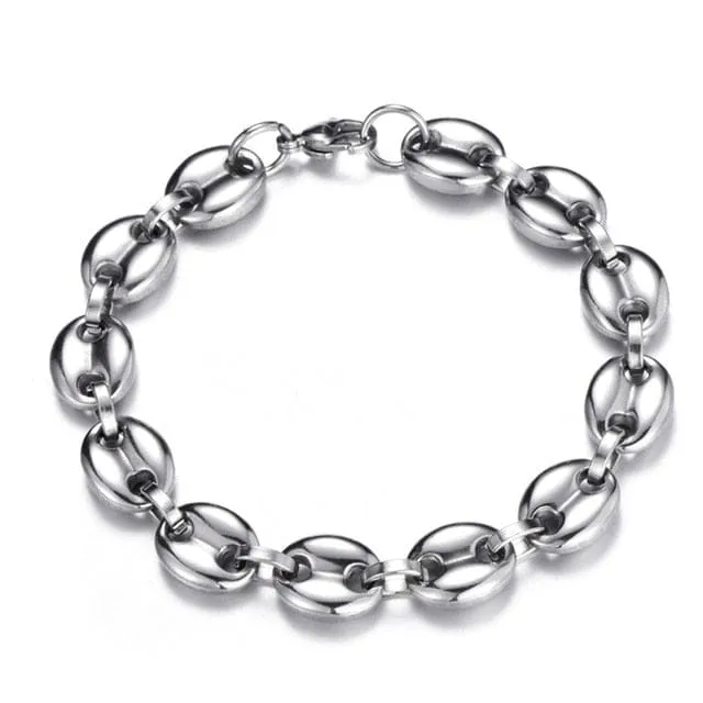 GoldSilver Coffee Bean link chain FREE Bracelet Bundle VVS Jewelry Bracelets