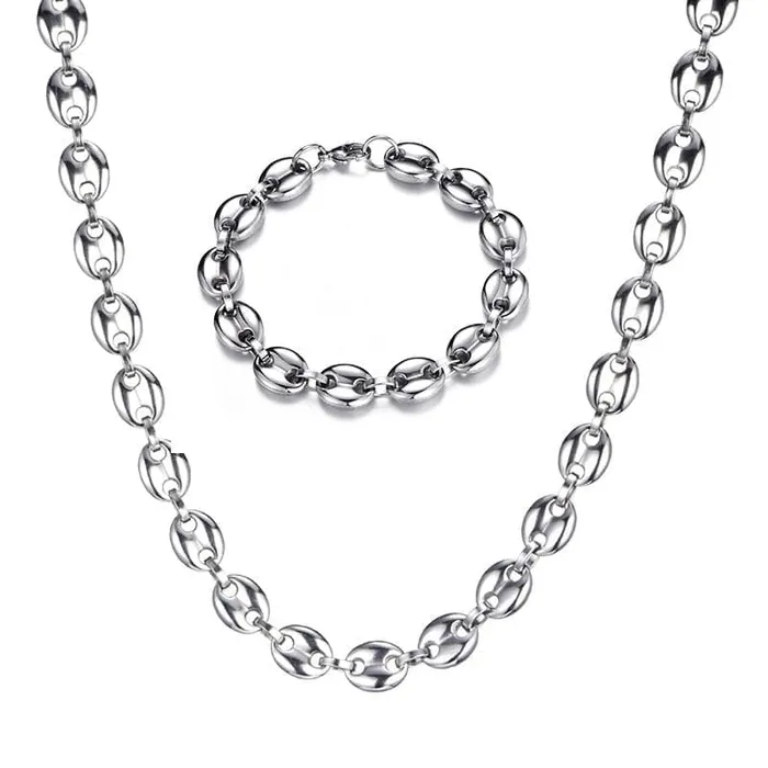 GoldSilver Coffee Bean link chain FREE Bracelet Bundle VVS Jewelry Bracelets