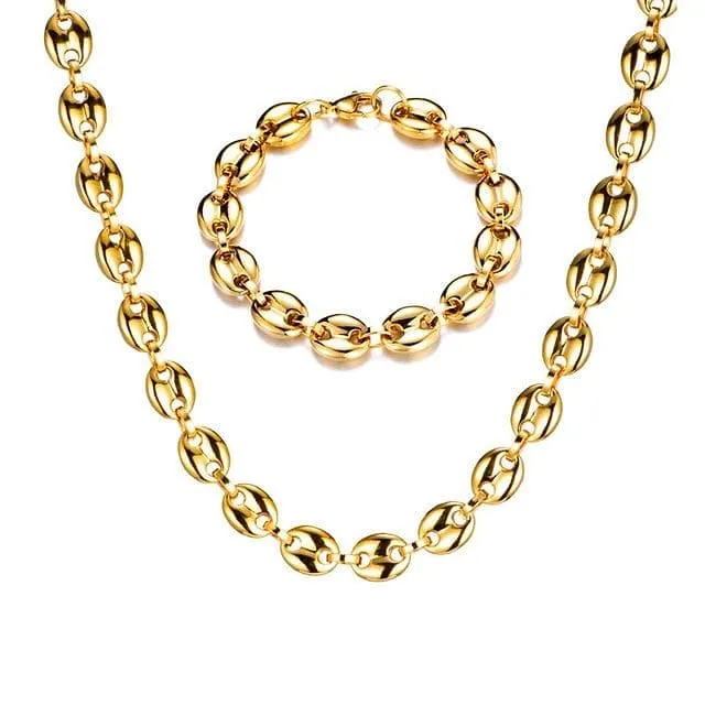 GoldSilver Coffee Bean link chain FREE Bracelet Bundle VVS Jewelry Bracelets