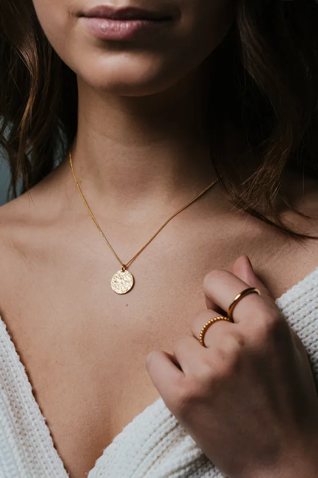 Hammered Plate Necklace Gold Kty Necklaces