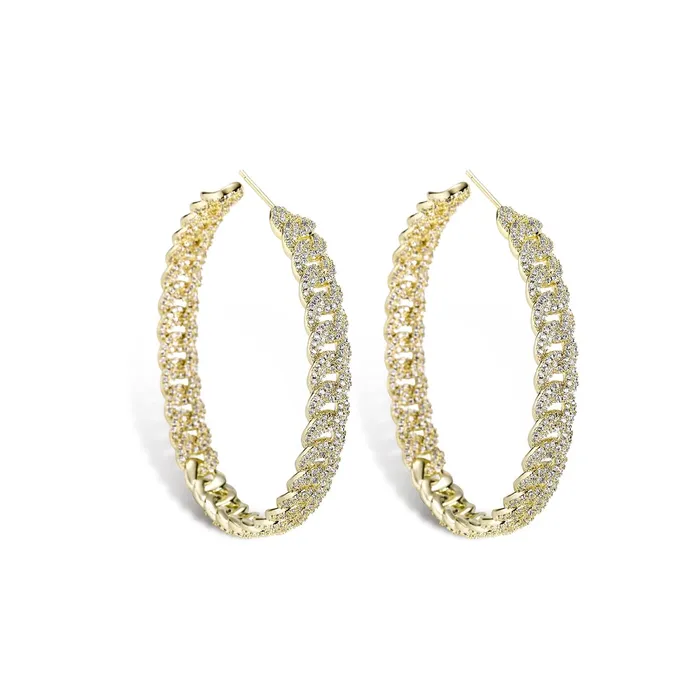 Iced Out Minimalist Miami Cuban Hoop Earrings VVS Jewelry Earrings