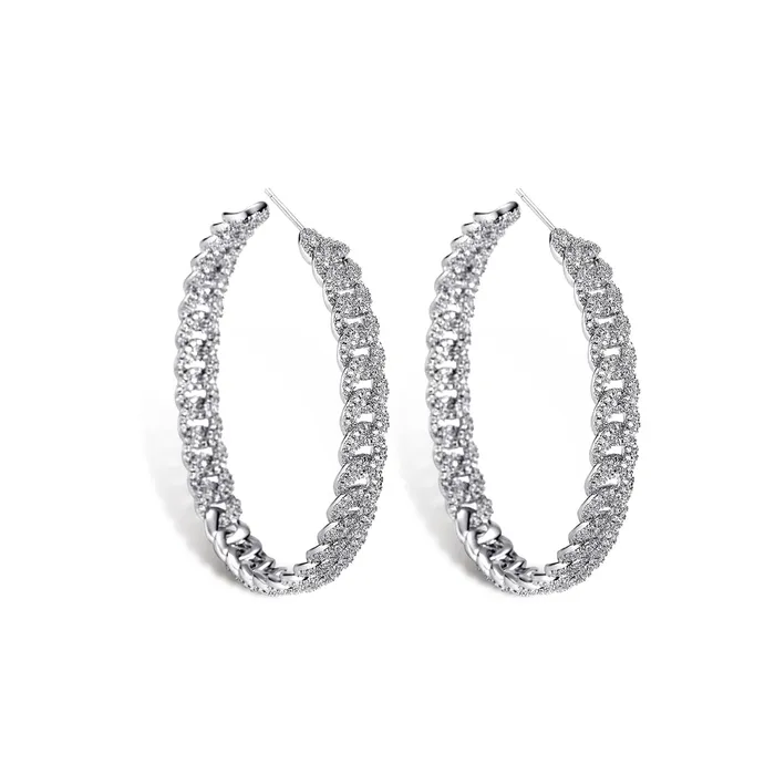 Iced Out Minimalist Miami Cuban Hoop Earrings VVS Jewelry Earrings