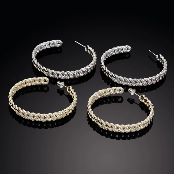 Iced Out Minimalist Miami Cuban Hoop Earrings VVS Jewelry Earrings