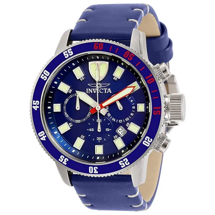 Invicta Watches Invicta Mens Chronograph Watch IForce Quartz Blue dial Leather Strap 31396 Invicta Watches Invicta Mens Chronograph Watch IForce Quartz Blue dial Leather Strap 31396