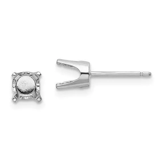 Jewelry 14k White Gold 45mm Round Stud Earring Mounting wbacks No Stones Included Earrings
