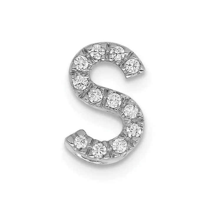 Jewelry Charm Necklaces 14k White Gold Diamond Initial S Charm