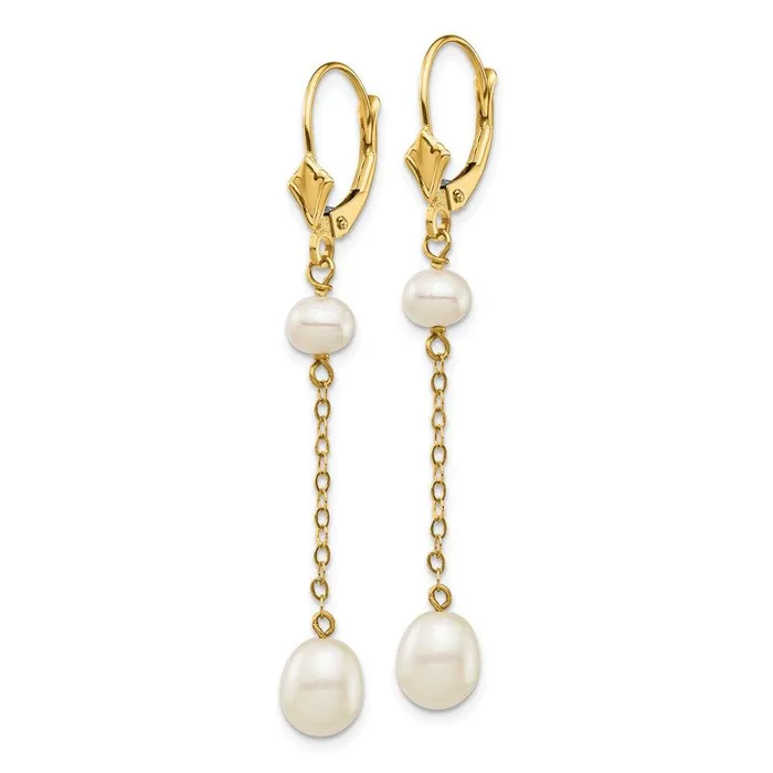 Jewelry Earrings 14K 57mm White Rice Freshwater Cultured Pearl Leverback Earrings Jewelry Earrings 14K 57mm White Rice Freshwater Cultured Pearl Leverback Earrings