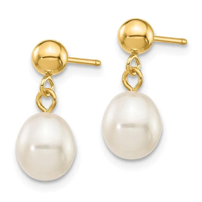 Jewelry Earrings 14k 67mm White Rice Freshwater Cultured Pearl Dangle Post Earrings Jewelry Earrings 14k 67mm White Rice Freshwater Cultured Pearl Dangle Post Earrings