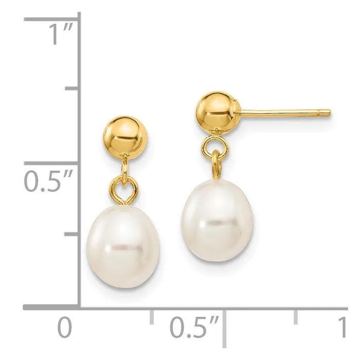 Jewelry Earrings 14k 67mm White Rice Freshwater Cultured Pearl Dangle Post Earrings Jewelry Earrings 14k 67mm White Rice Freshwater Cultured Pearl Dangle Post Earrings