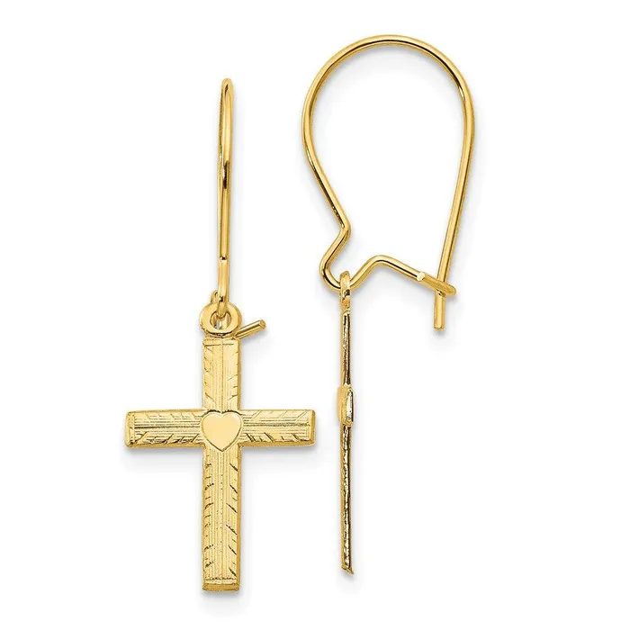 Jewelry Earrings 14k Polished Satin Cross Earrings