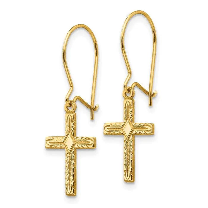 Jewelry Earrings 14k Polished Satin Cross Earrings Jewelry Earrings 14k Polished Satin Cross Earrings